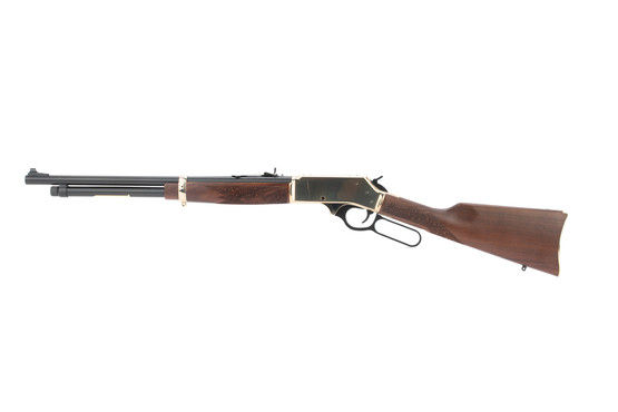 Henry 4570 lever action rifle features a 20 inch round barrel